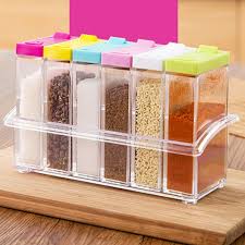 6 Piece Kitchen decor Transparent Spice Jar