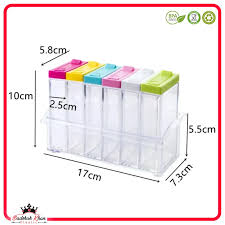 6 Piece Kitchen decor Transparent Spice Jar