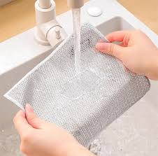 Pack of 4 Kitchen Steel Mesh Wire Dish Washer Cleaning Cloth
