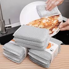 Pack of 4 Kitchen Steel Mesh Wire Dish Washer Cleaning Cloth