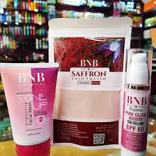 3pc Bnb Pink Glow Kit ( Toneup Facewash + Saffron Mask + Pink Glow Sunscreen)