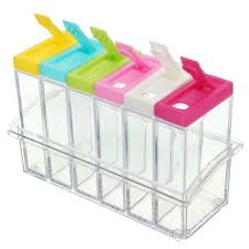 6 Piece Kitchen decor Transparent Spice Jar